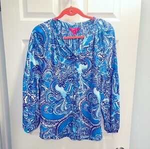 Lilly Pulitzer Blue Paisley Blouse